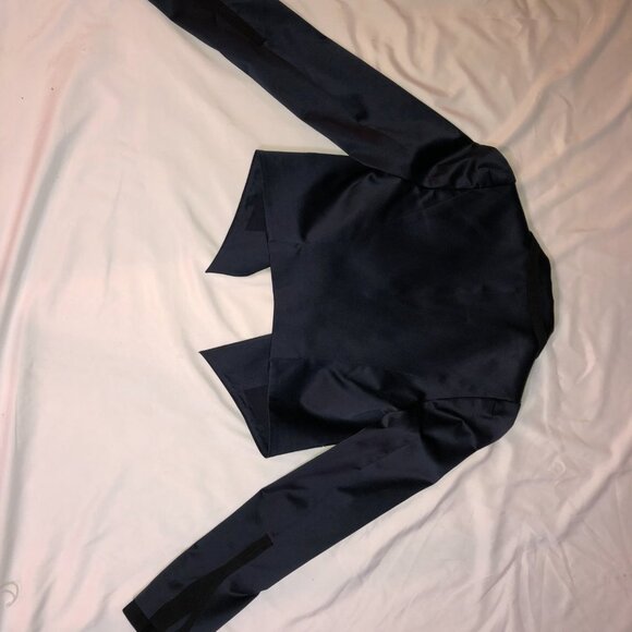 Rebecca Taylor Navy and Black Satin Cropped Tuxedo Jacket, Sz 4 - Picture 7 of 14